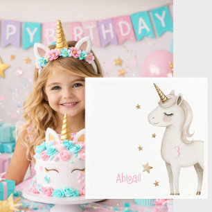 Servilleta De Papel Cóctel para fiesta de cumpleaños de niña unicornio
