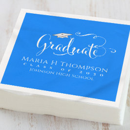 Servilleta De Papel Cóctel para Fiesta de Graduación Blue Script Morta