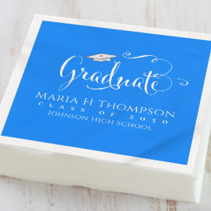 Servilleta De Papel Cóctel para Fiesta de Graduación Blue Script Morta