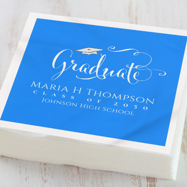 Servilleta De Papel Cóctel para Fiesta de Graduación Blue Script Morta (Subido por el creador)