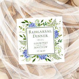 Servilleta De Papel Cóctel para la Cena de Ensayo de Hortensia Azul