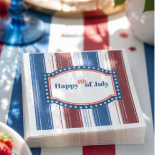 Servilleta De Papel Cóctel Patriótico Rojo Blanco Azul 4 de Julio 