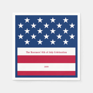 Servilleta De Papel Cóctel Patriótico Rojo Blanco y Azul Old Glory