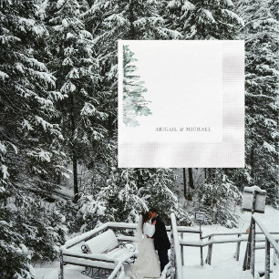 Servilleta De Papel Cóctel personalizado Boda de Woodland Winter
