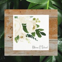 Servilleta De Papel Cóctel personalizado elegante de rosa blanca