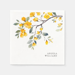 Servilleta De Papel Cóctel Personalizado floral amarillo