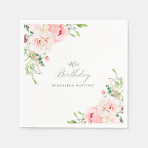 Servilleta De Papel Cóctel Personalizado floral rosado con fiesta de c