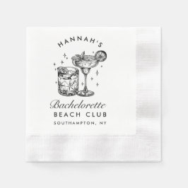 Servilleta De Papel Cóctel Retro de Soltera Personalizado Negro