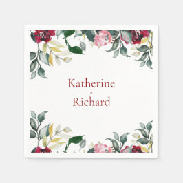 Servilleta De Papel Cóctel Rosa de color rojo Boda