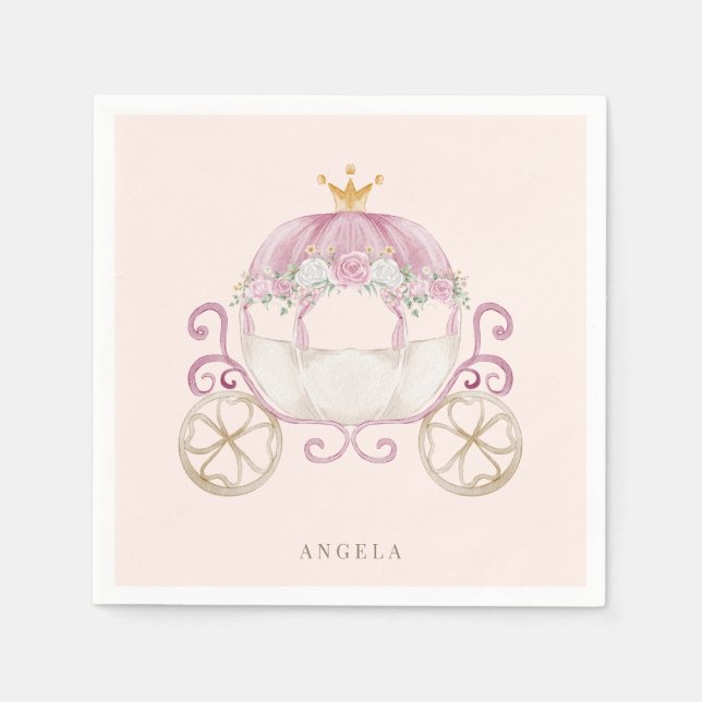 Servilleta De Papel Cóctel Rubor & Gold Princess Baby Shower (Anverso)