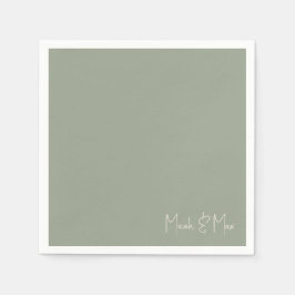 Servilleta De Papel Cóctel Sage Script Names Boda