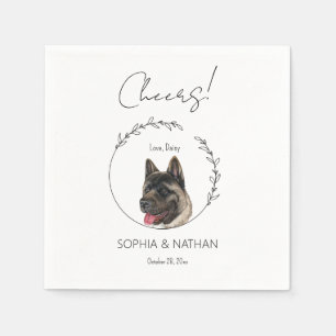 Servilleta De Papel Cóctel simple Akita Dog Boda