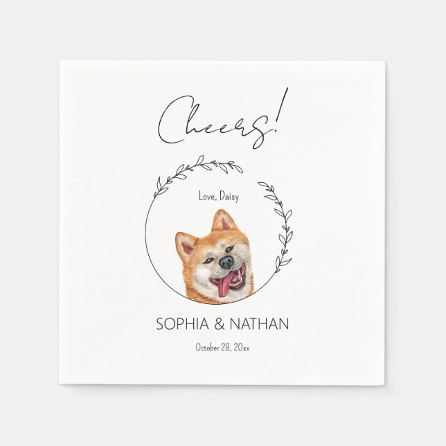 Servilleta De Papel Cóctel simple Akita Dog Boda (Anverso)