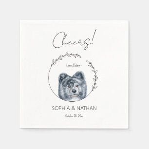 Servilleta De Papel Cóctel simple Akita Dog Boda