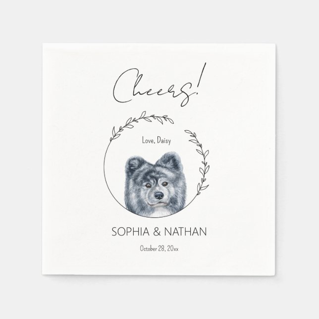 Servilleta De Papel Cóctel simple Akita Dog Boda (Anverso)