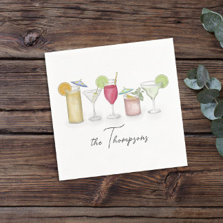 Servilleta De Papel Cóctel simple beber agua color Personalizado capri