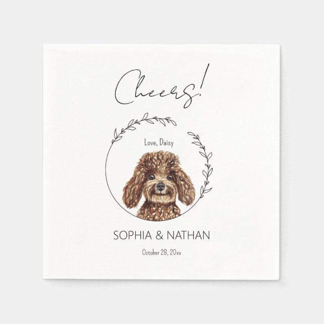 Servilleta De Papel Cóctel simple Boda de perro canino (Anverso)