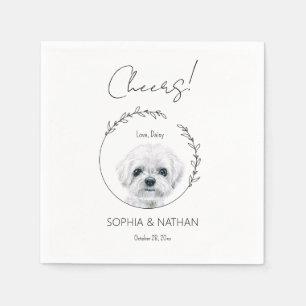 Servilleta De Papel Cóctel simple Boda de perro maltés