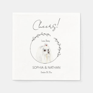 Servilleta De Papel Cóctel simple Boda de perro maltés
