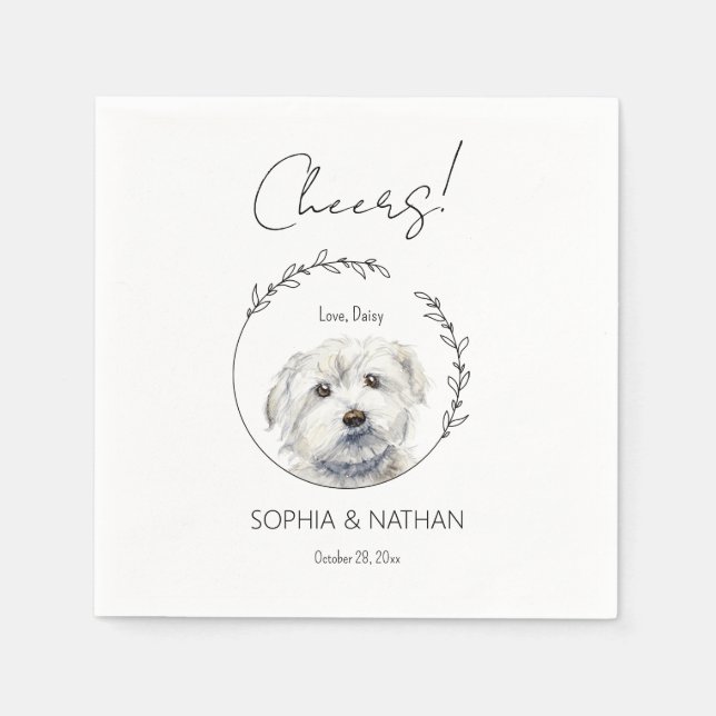 Servilleta De Papel Cóctel simple Boda de perro maltés (Anverso)