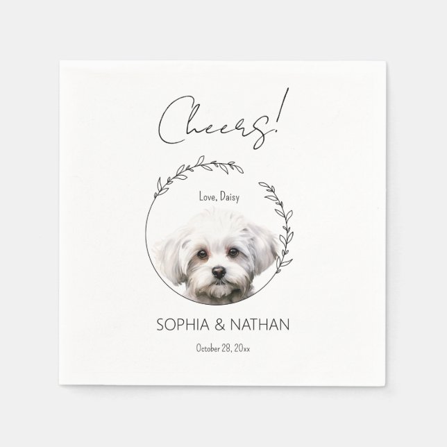 Servilleta De Papel Cóctel simple Boda de perro maltés (Anverso)