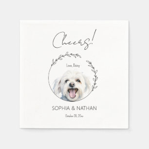 Servilleta De Papel Cóctel simple Boda de perro maltés