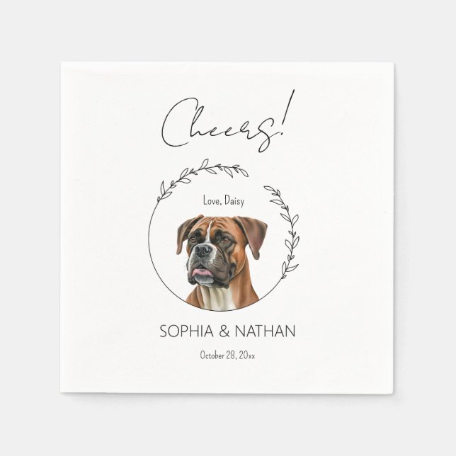 Servilleta De Papel Cóctel simple de Boda de perro Boxer (Anverso)