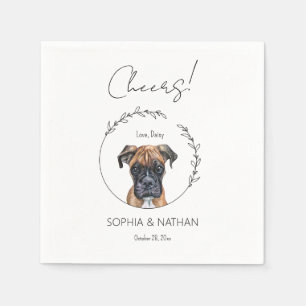 Servilleta De Papel Cóctel simple de Boda de perro Boxer
