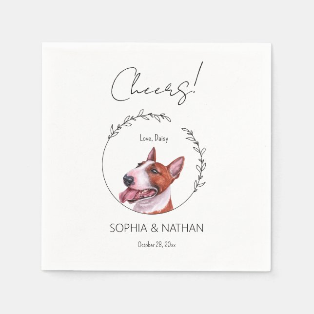 Servilleta De Papel Cóctel simple de Boda de perro de Bull Terrier (Anverso)