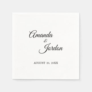 Servilleta De Papel Cóctel simple de caligrafía blanca y negra