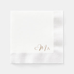 Servilleta De Papel Cóctel simple monograma de oro compuesto tipo Boda
