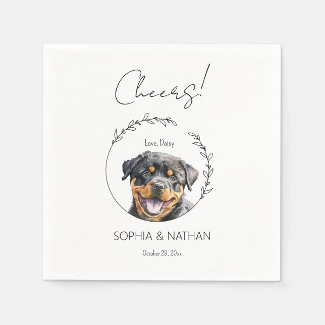 Servilleta De Papel Cóctel simple Rottweiler Boda porcino (Anverso)