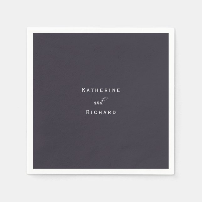 Servilleta De Papel Cóctel simple y moderno Boda de berenjenas (Anverso)