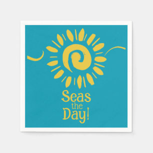 Servilleta De Papel Cóctel Sun Blue Yellow Beach House Seas Day