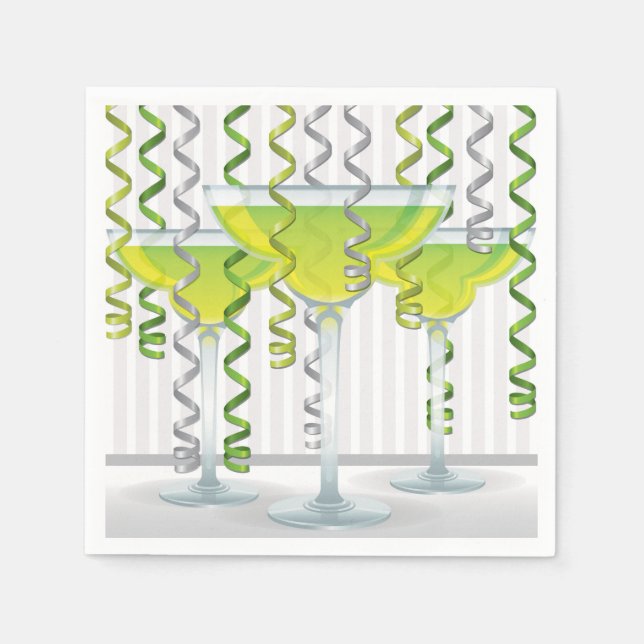 Servilleta De Papel Cóctel verde y cinta (Anverso)