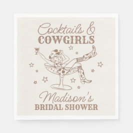 Servilleta De Papel Cócteles Beige y Despedida de Soltera Rodeo de Vaq