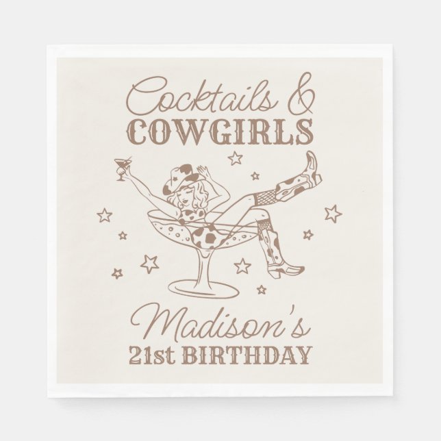 Servilleta De Papel Cócteles Beige y Rodeo Chicas (Anverso)