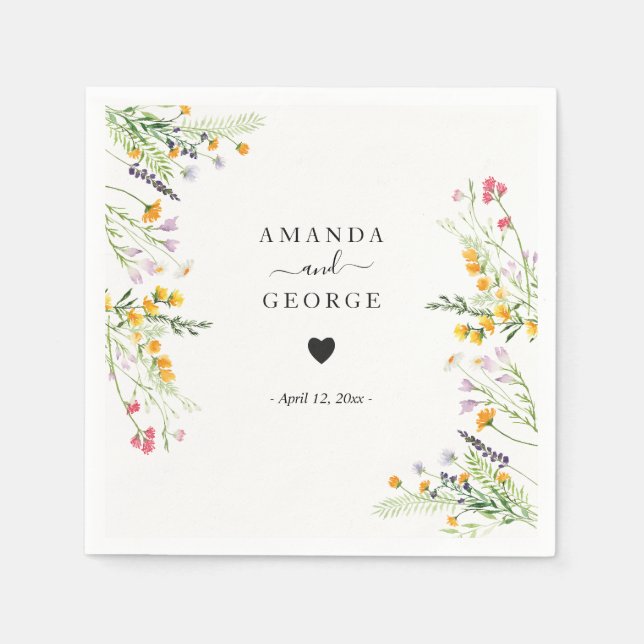 Servilleta De Papel Cócteles Bodas de Wildflowers (Anverso)