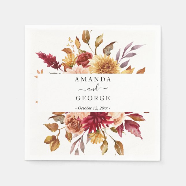 Servilleta De Papel Cócteles Bodas florales (Anverso)