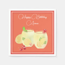 Cócteles de Frutas Feliz Cumpleaños Servilletas de
