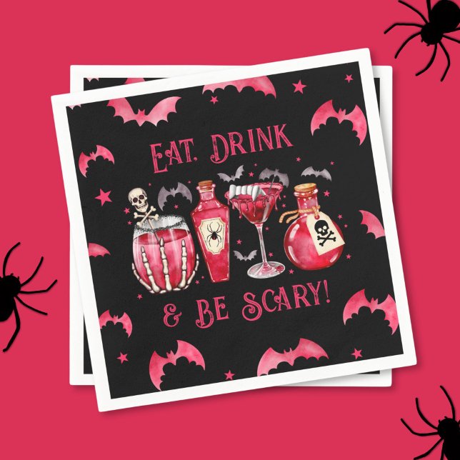 Servilleta De Papel Cócteles de Halloween para tomar y tener miedo (Eat Drink and Be Scary Halloween Cocktails Napkins)