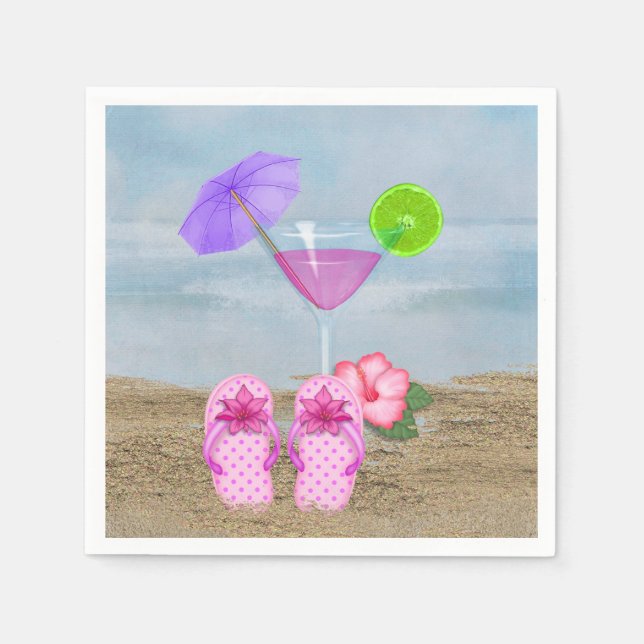 Servilleta De Papel cócteles de verano en la arena (Anverso)
