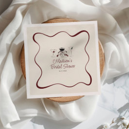 Servilleta De Papel Cócteles Dibujados a Mano Marco Ondulado Despedida