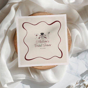 Servilleta De Papel Cócteles Dibujados a Mano Marco Ondulado Despedida