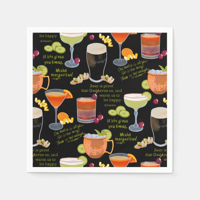Servilleta De Papel Cócteles y contemplación (Anverso)