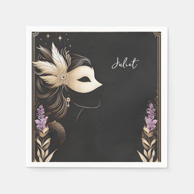 Servilleta De Papel Código de Vestimenta Baile de Máscaras Fiesta de D (Anverso)