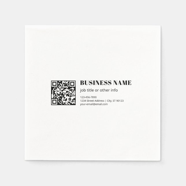 Servilleta De Papel Código QR comercial y texto retro-moderno editable (Anverso)