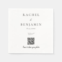 Servilleta De Papel Código QR de Compartir Fotos de Boda Minimalista E