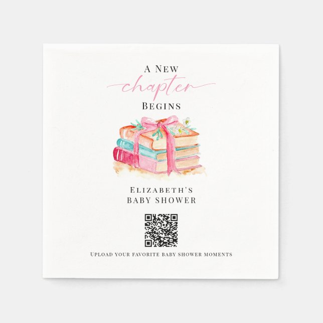 Servilleta De Papel Código QR de foto compartida para baby shower de n (Anverso)