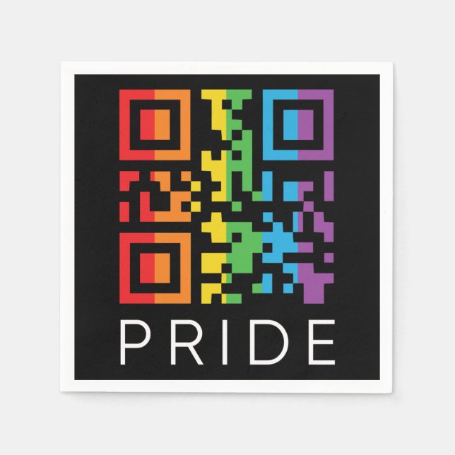 Servilleta De Papel Código QR del Arcoiris Orgullo LGBTQIA+ (Anverso)
